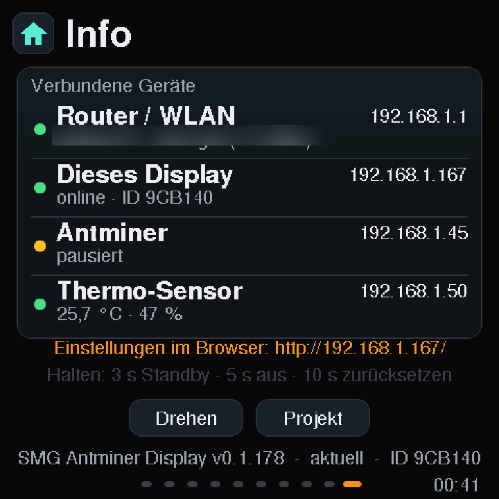Info-Seite mit Adresse
